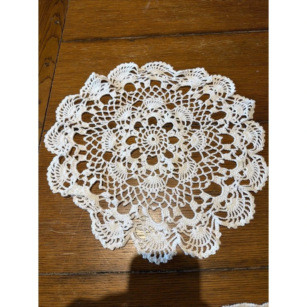 Vintage Crocheted Lace White Doily 14